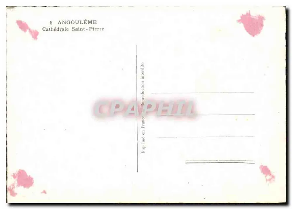 Angoulême — Catedral de São Pedro — Impressora Interphil - Verso