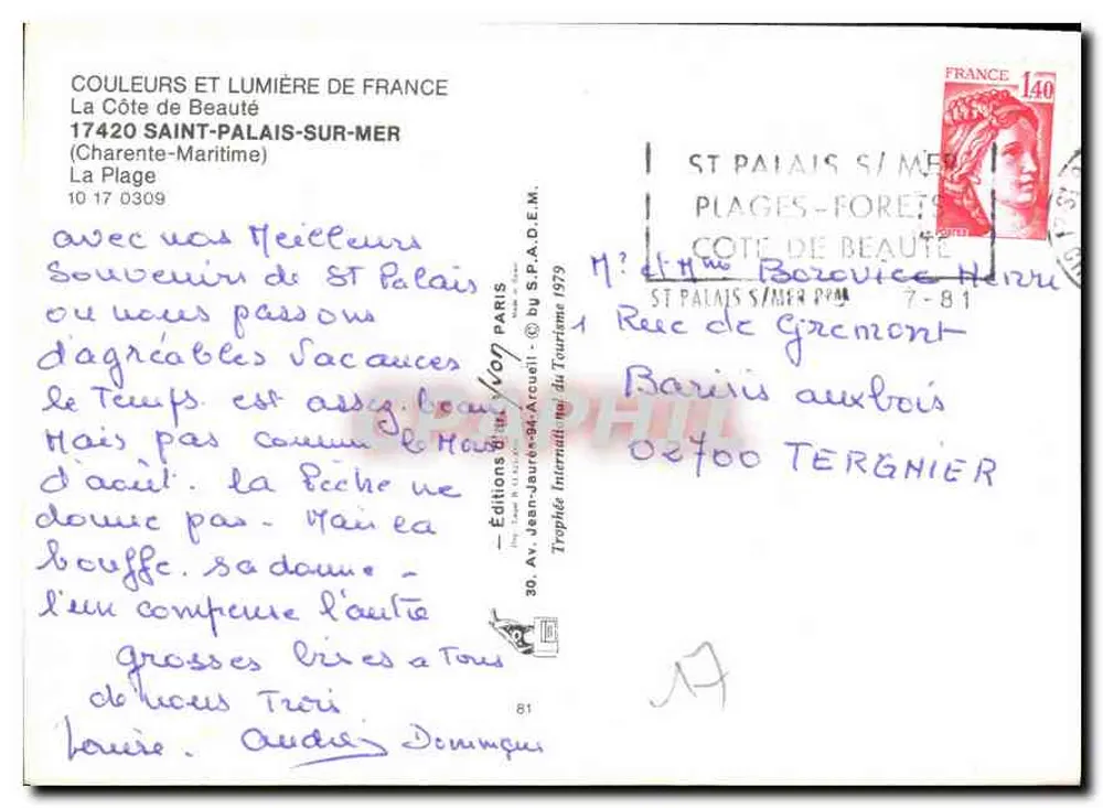 La Côte de Beauté — Saint-Palais-sur-Mer — Éditions S.P.A.D.E.M. - Rückseite
