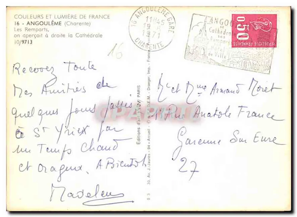 Ansicht der Kathedrale von Angoulême — Nr. 16 - Rückseite