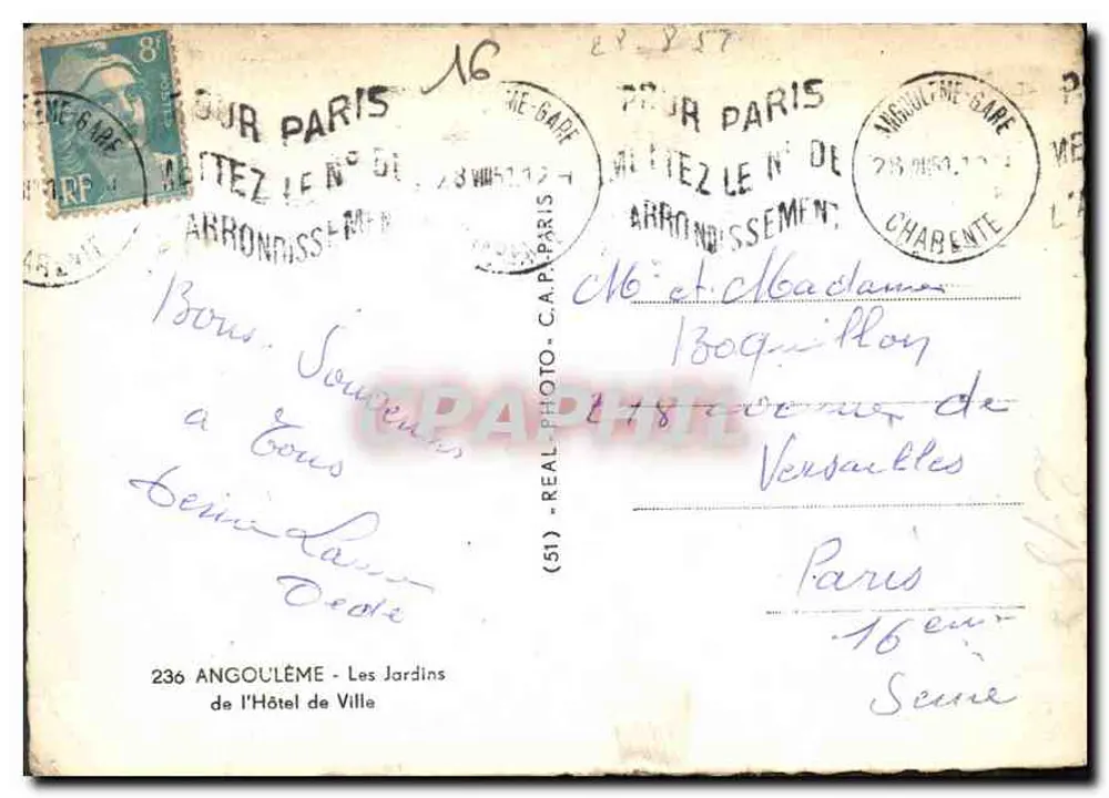 Angoulême - Die Gärten des Rathauses — C.A.P. (51) - Rückseite
