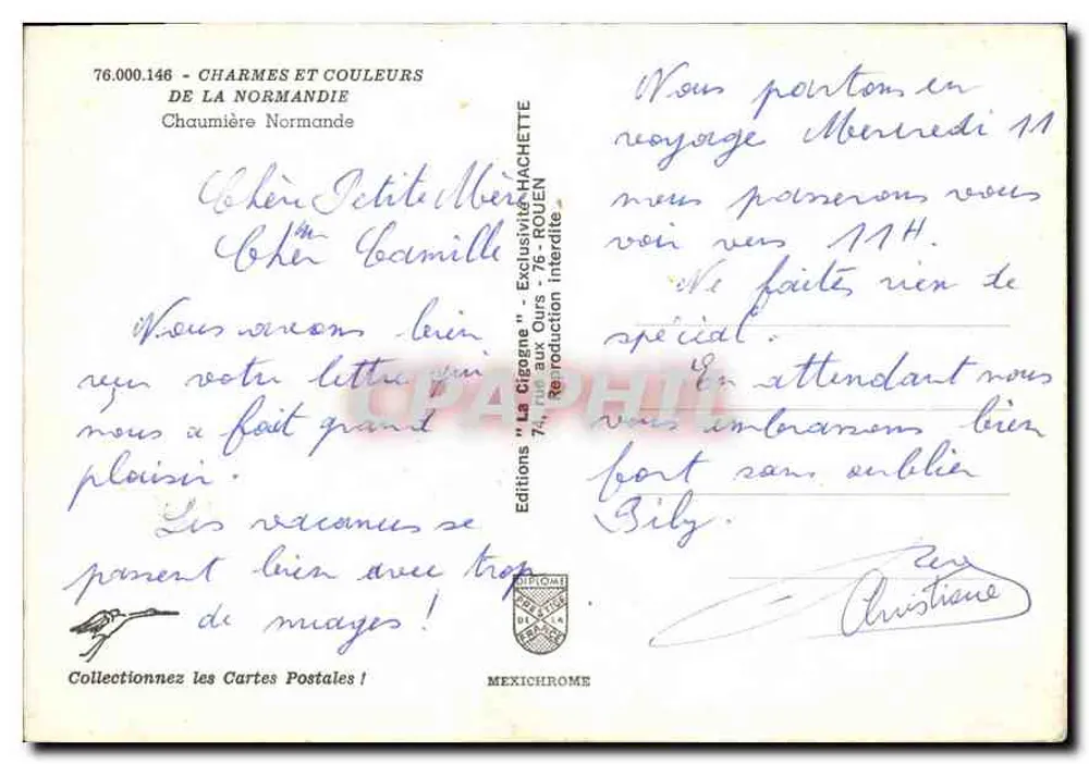 A Cegonha — Chalé Normando — Edições Hachette - Verso