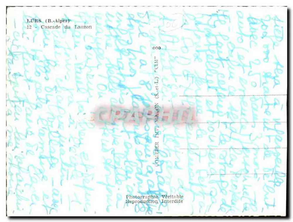 Lurs (B. Alpy) — Wodospad Lauzon — Goardier N° 000 - Rewers