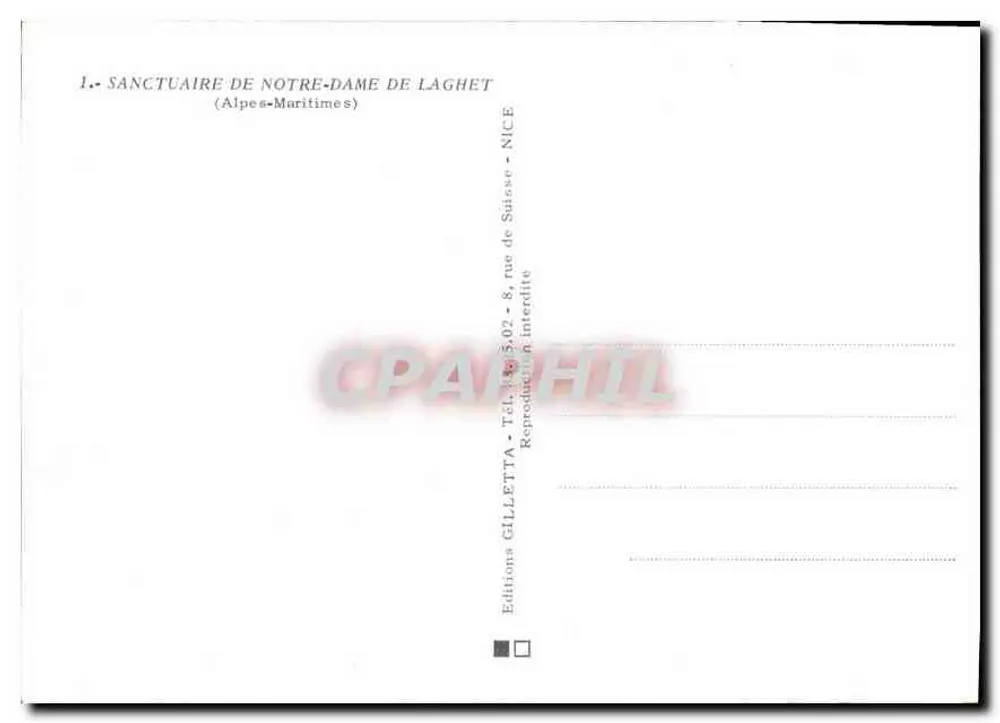 Heiligtum Notre-Dame de Laghet — Alpes-Maritimes — Editions Gilletta, Nice - Rückseite