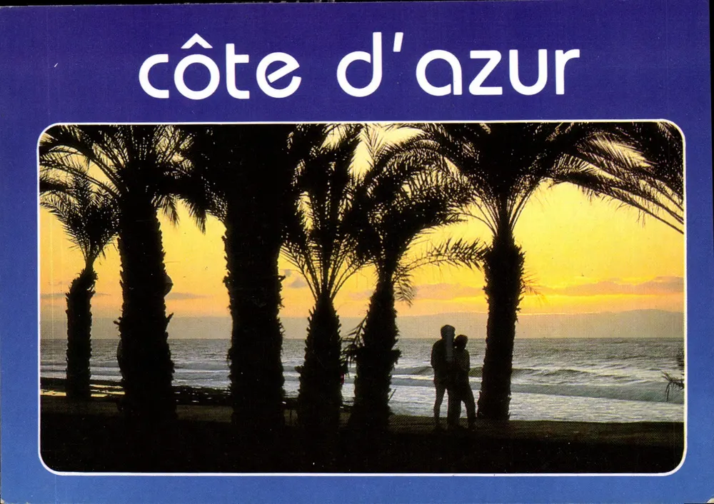 Côte d'Azur — pôr do sol na praia — editor FISA, n° 7131 - Frente