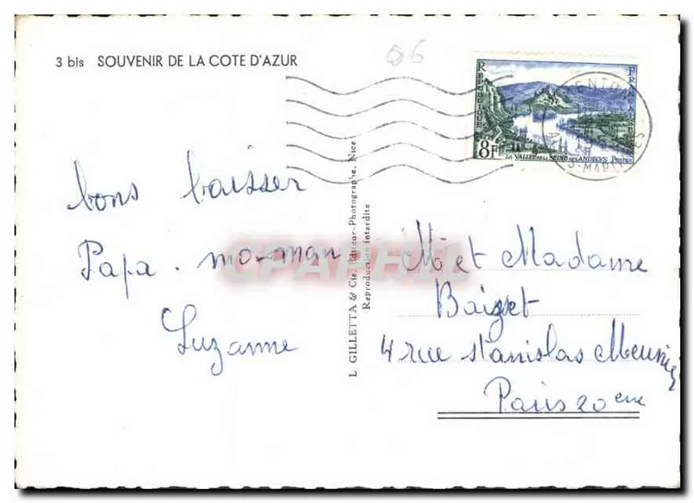 Menina em um campo de flores — Nice — L. Gilletta & Cie, Nice - Verso