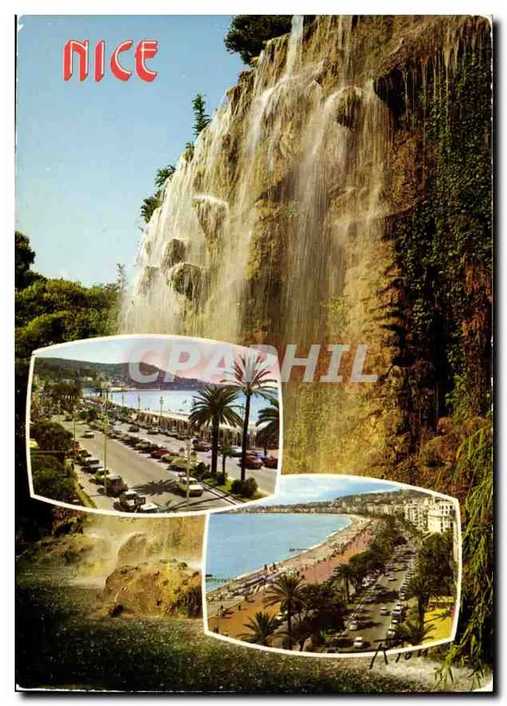 Nice — cascata artificial e vista da promenade — Edições AZUR RIVIERA - Frente