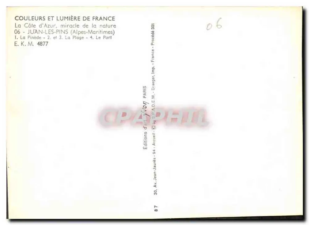 Juan-les-Pins — vue panoramique — Éditions Arcueil - Rückseite