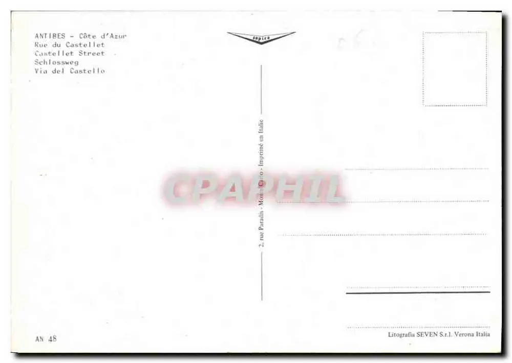 Antibes - Rue du Castellet — Litografia SEVEN S.r.l. Verona Itália - Verso