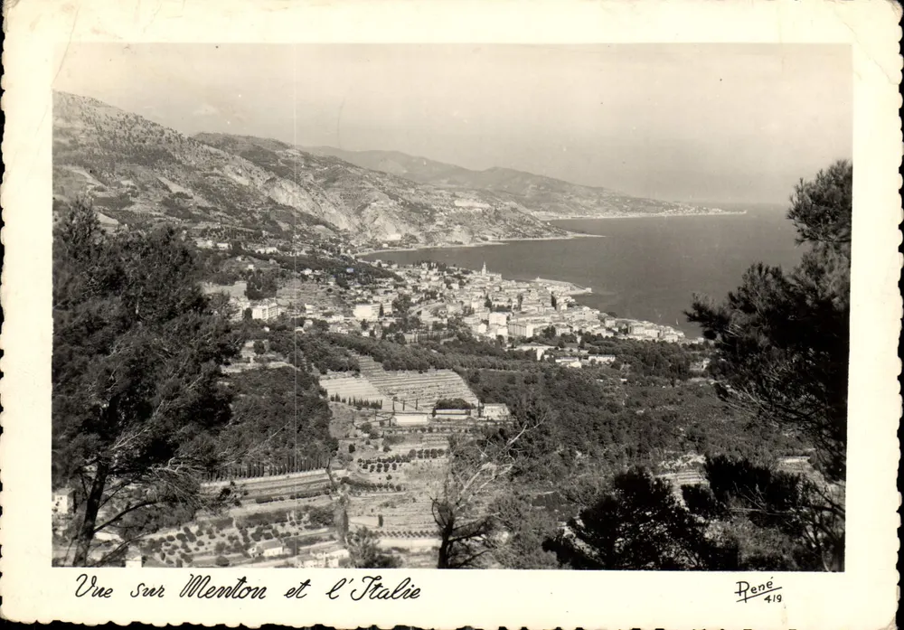 Vista su Mentone e l'Italia — Rène, n°419 - Recto