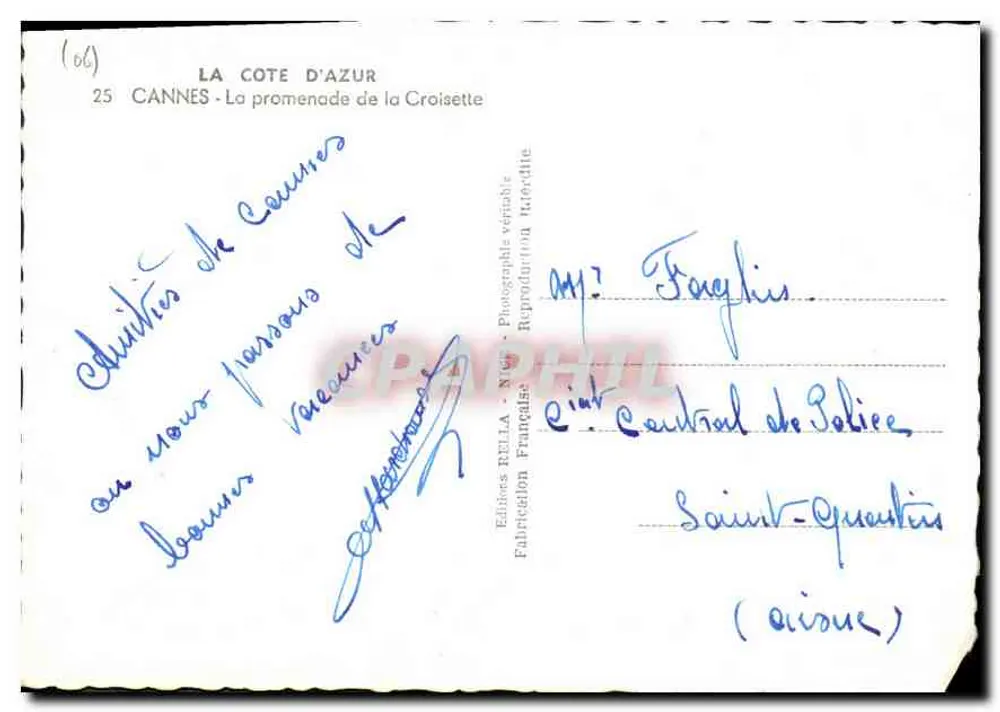 Cannes - Die Promenade de la Croisette — Éditions Rella, Nr. 25 - Rückseite