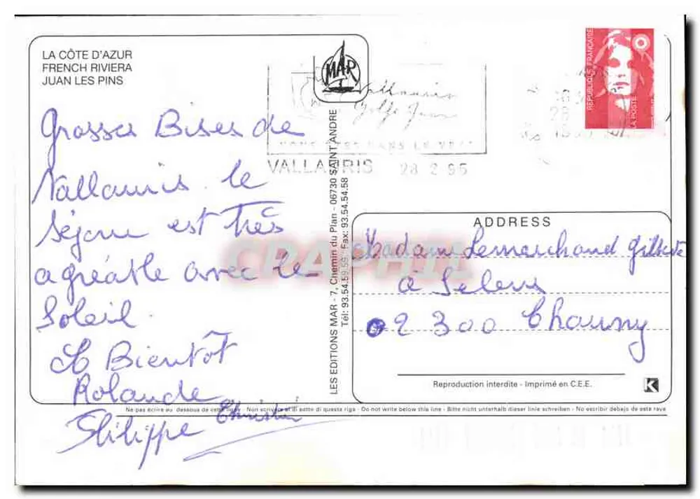 Juan les Pins — vista panorâmica — Éditions MAR - Verso