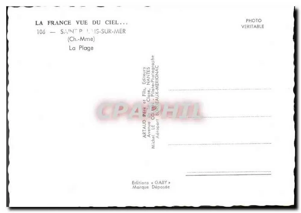 Saint-Père-sur-Mer — A Praia — APTAUD père et fils, Nantes - Verso