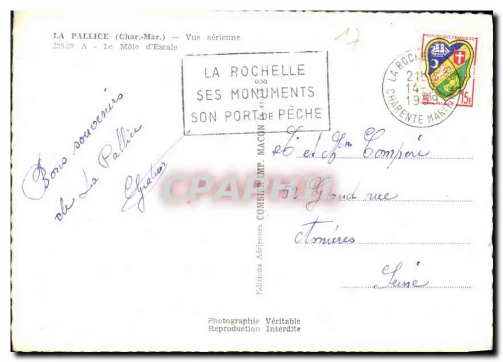 La Pallice (Charente-Maritime) — Vista aérea do Môle d'Éscale — Edições Aéreas Combier - Verso