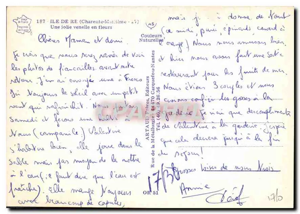 Insel Ré (Charente-Maritime) — Eine hübsche blütenbestückte Gasse — Natürliche Farben, n° 197 - Rückseite