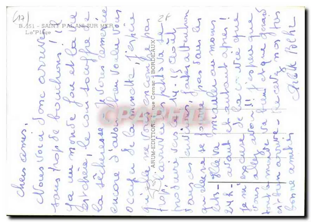 सेंट-पैलाइस-सर-मर — एक चिंतित समुद्र तट — अरम-एडिशन्स, रू डी कॉर्नैक, बॉर्डेलॉन - पीछे