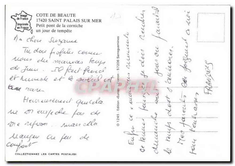 Côte de Beauté - Saint-Palais-sur-Mer — Kleiner Brücke der Promenade — Edition Surreguimines - Rückseite