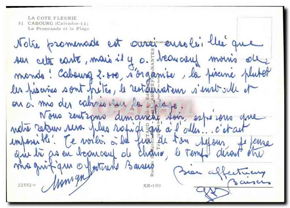 Cabourg — Die Promenade und der Strand — Verlag: ARTEFF-NANTES - Rückseite