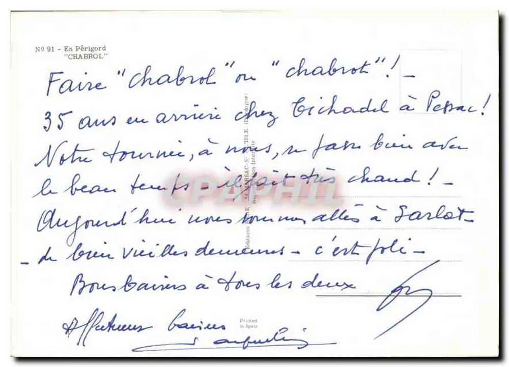 Homem com chapéu comendo à mesa — Em Périgord — n°91 - Verso