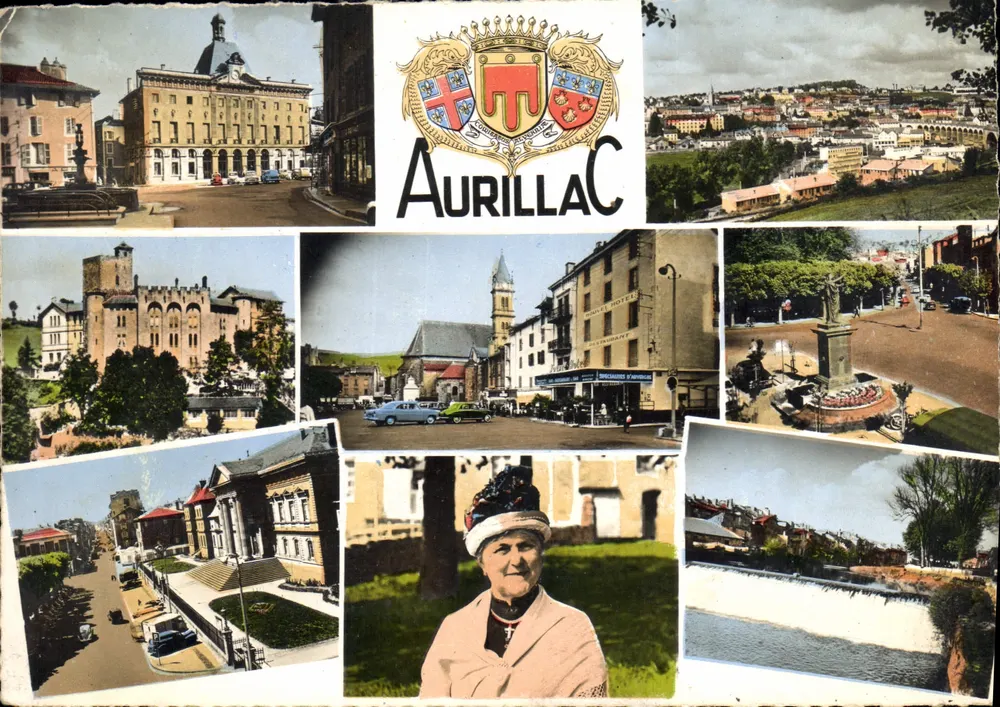 Aurillac — vista panorâmica e monumentos — Edições Artísticas Matécaar Carrière, Niort - Frente