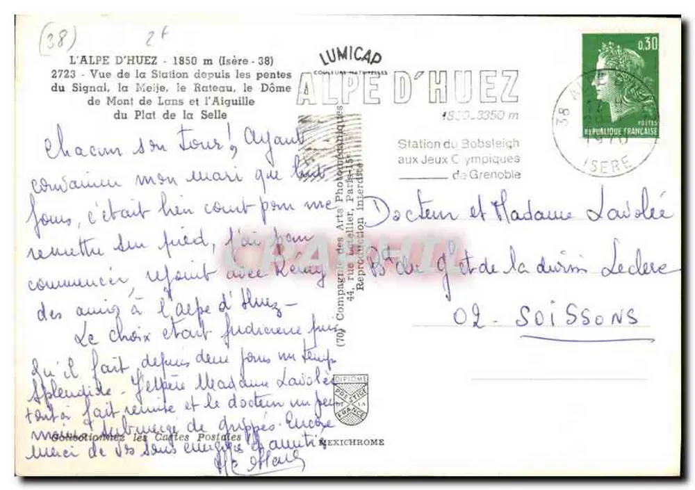 Alpe d'Huez — Ansicht der Station von den Hängen des Signal, Meije, des Doms von Plat de la Selle — Lumicad - Rückseite