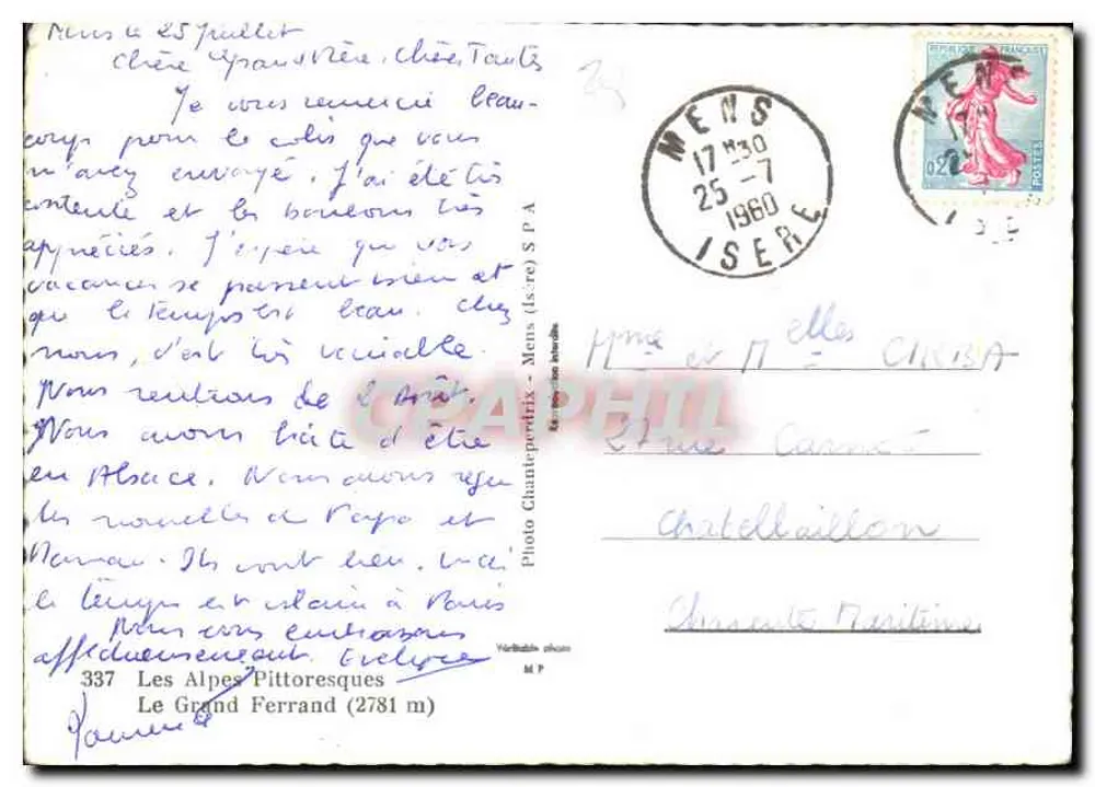 Le Grand Piteux (2781 m) — Mens (Isère) — Foto Chantepertix S.P.A. n°337 - Verso