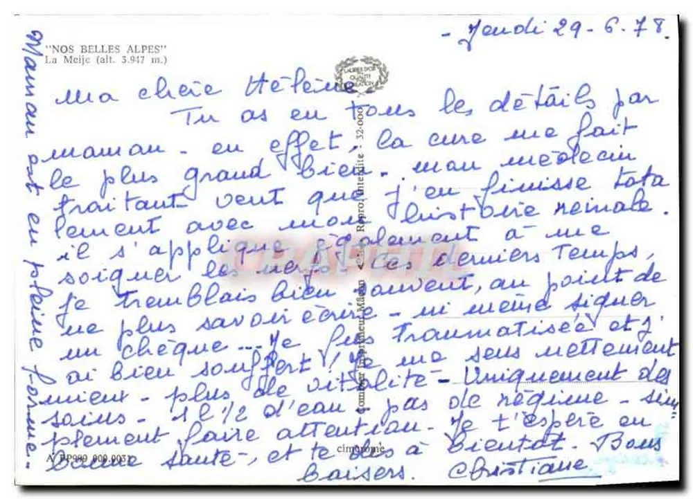 Alpes - A Meije (alt. 3.947 m.) — vista panorâmica — editor Cing, n° 000 003 - Verso