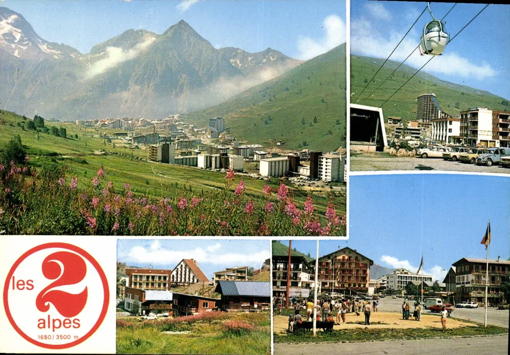 Les Deux Alpes — vista panorâmica e teleférico — Edições J. Cellard - Frente
