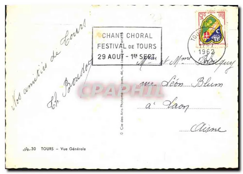 Tours — Vista Geral — Cie des Arts Photographiques, n° 30 - Verso