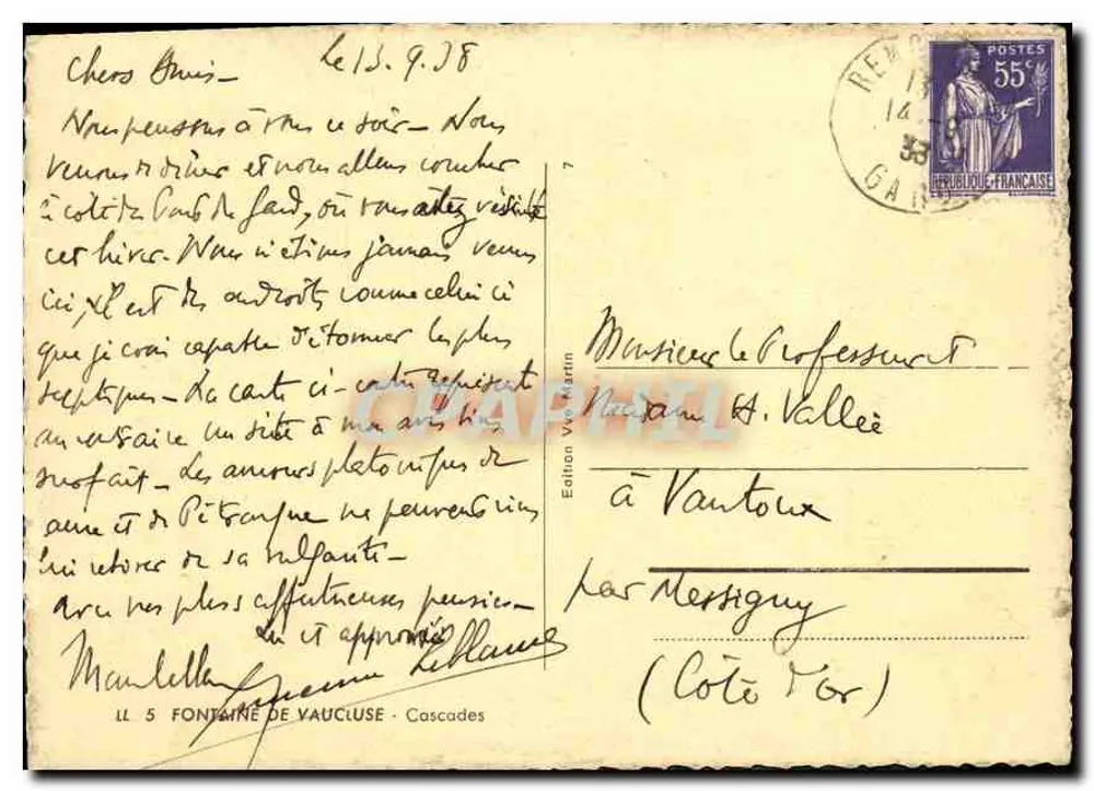 Fontaine de Vaucluse — Cachoeiras — Edição Véret - Verso