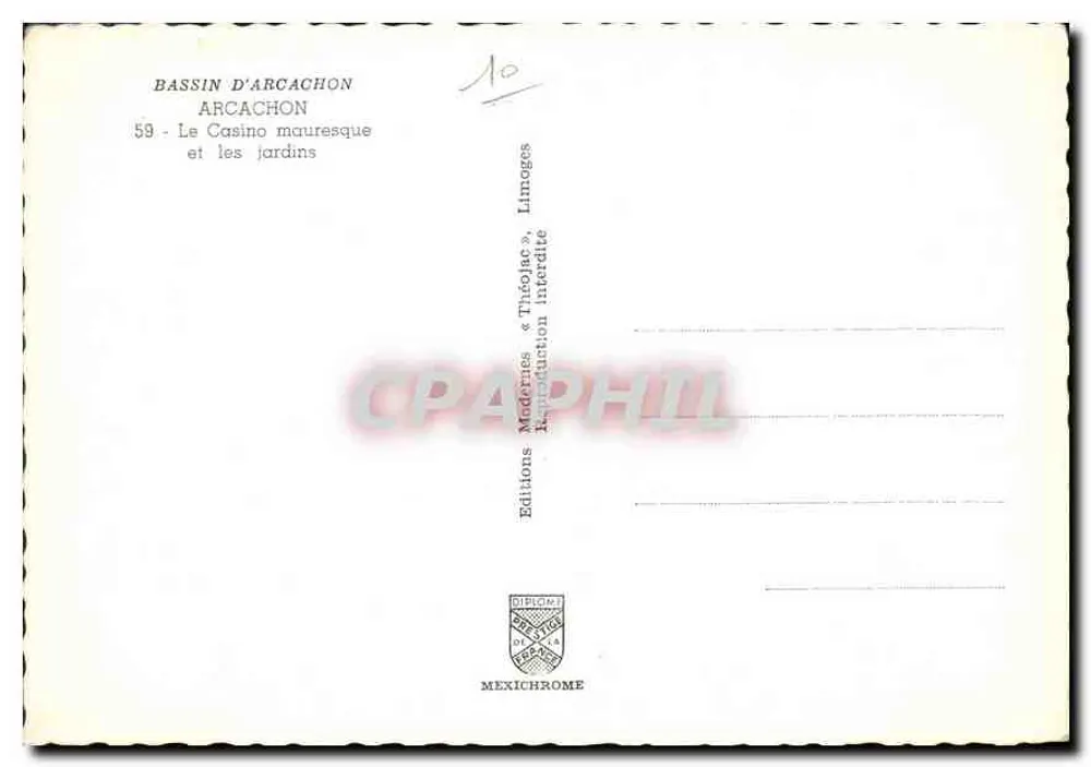 Bassin d'Arcachon — Das maurische Casino und die Gärten — Editions Diplom. Mexichrome - Rückseite