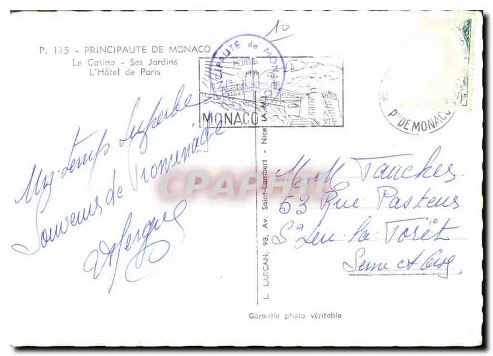 Das Casino - Seine Gärten — Das Hotel de Paris — P. 115 — Monaco - Rückseite