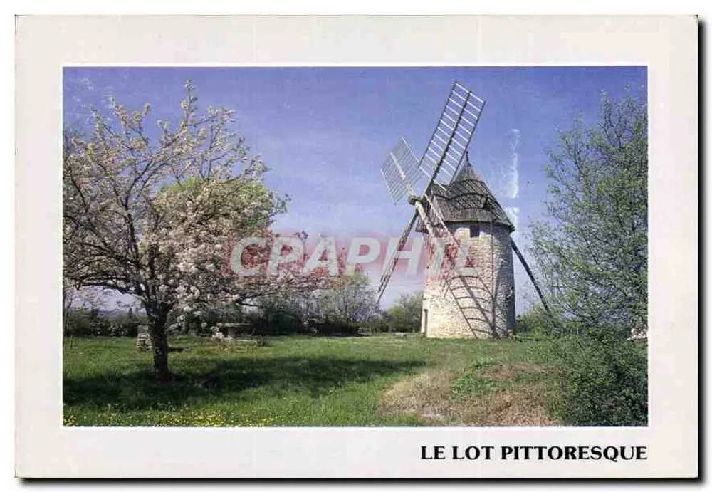 Das pittoreske Lot — Windmühle und blühender Kirschbaum — Photo Edition « France Regard » - Vorderseite