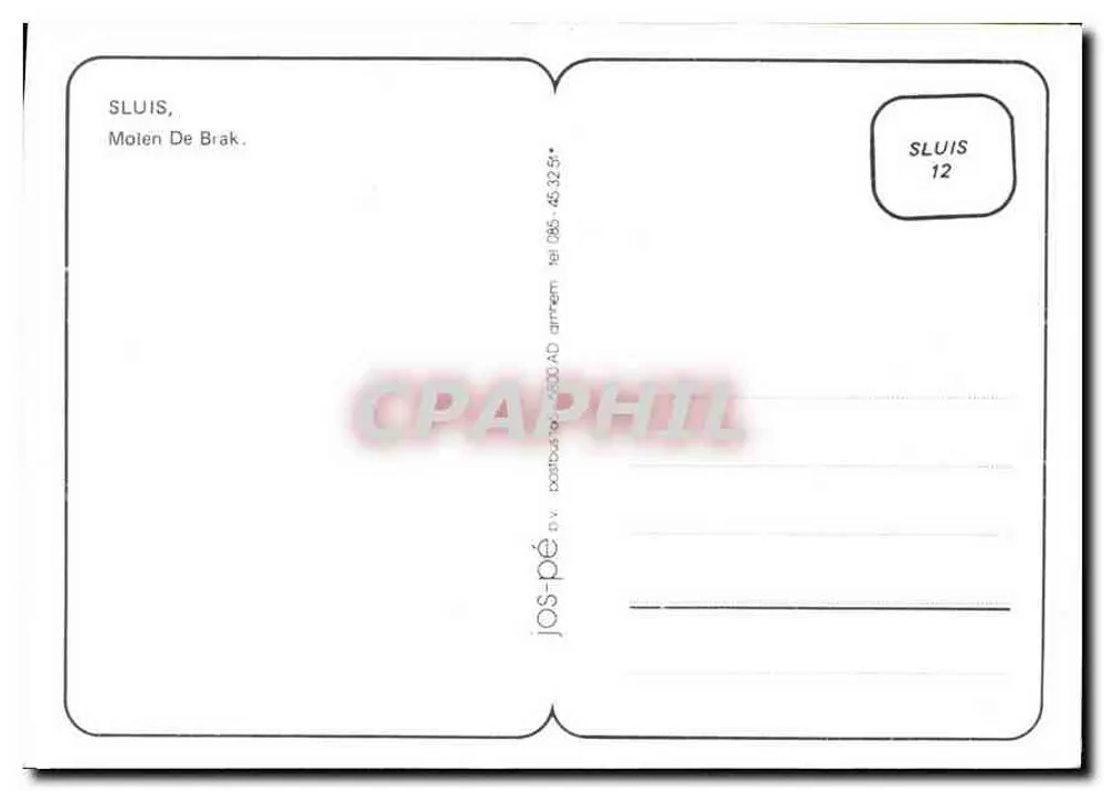 Sluis, Moulin De Brak — editor Jos-pe, série 12 - Verso