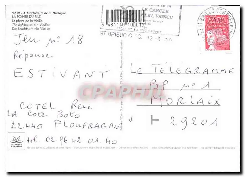 Leuchtturm Ketaigne — La Pointe du Raz — Verlag Alliance Carterie - Rückseite