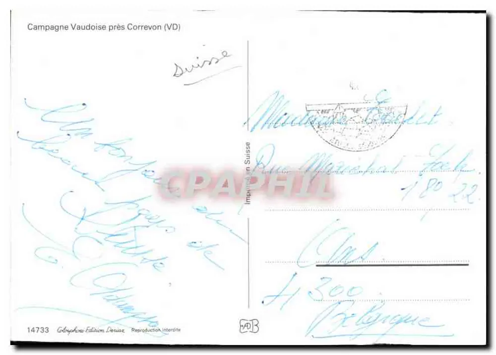 Campagne Vaudoise perto de Correvon (VD) — reprodução proibida — Globeophone Edição Deruaz - Verso