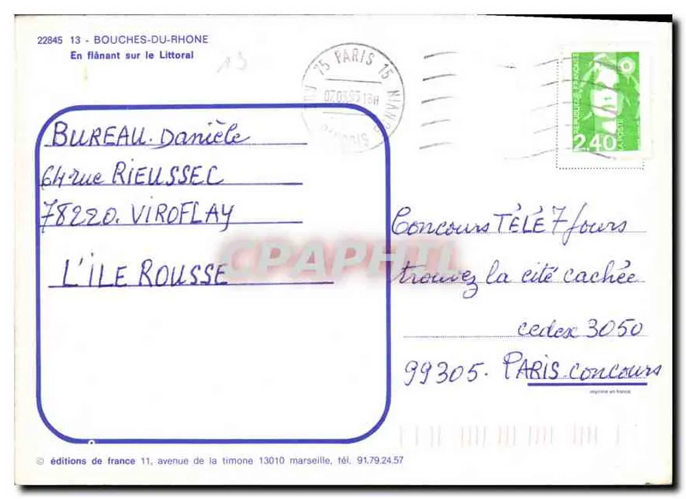 Der provenzalische Küstenstreifen — Verlag Frankreich, Nr. 22845 - Rückseite