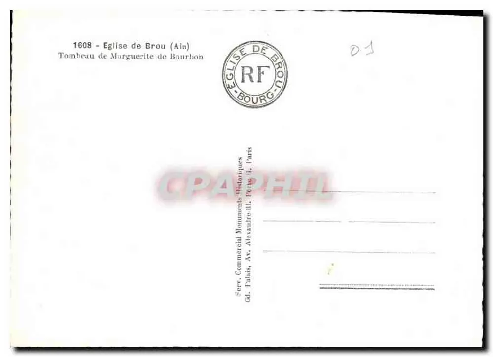 Tumba de Marguerite de Bourbon — Igreja de Brou (Ain) — Serv. Commercial Monuments Historiques, Paris - Verso