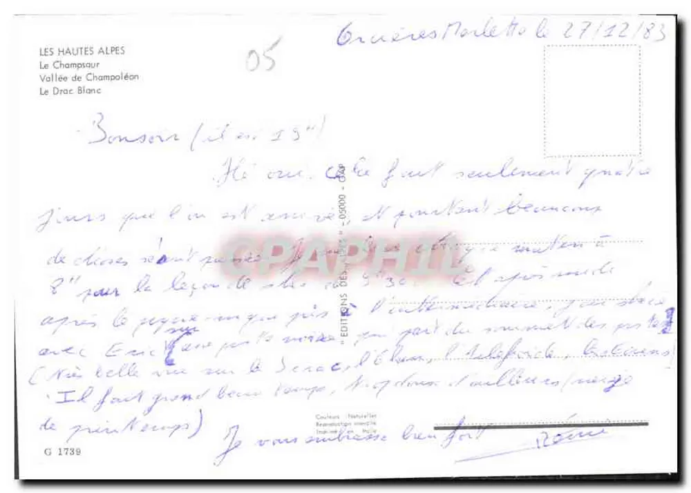 Tal von Champoléon — Die Hochalpen — Éditions Graphphil - Rückseite