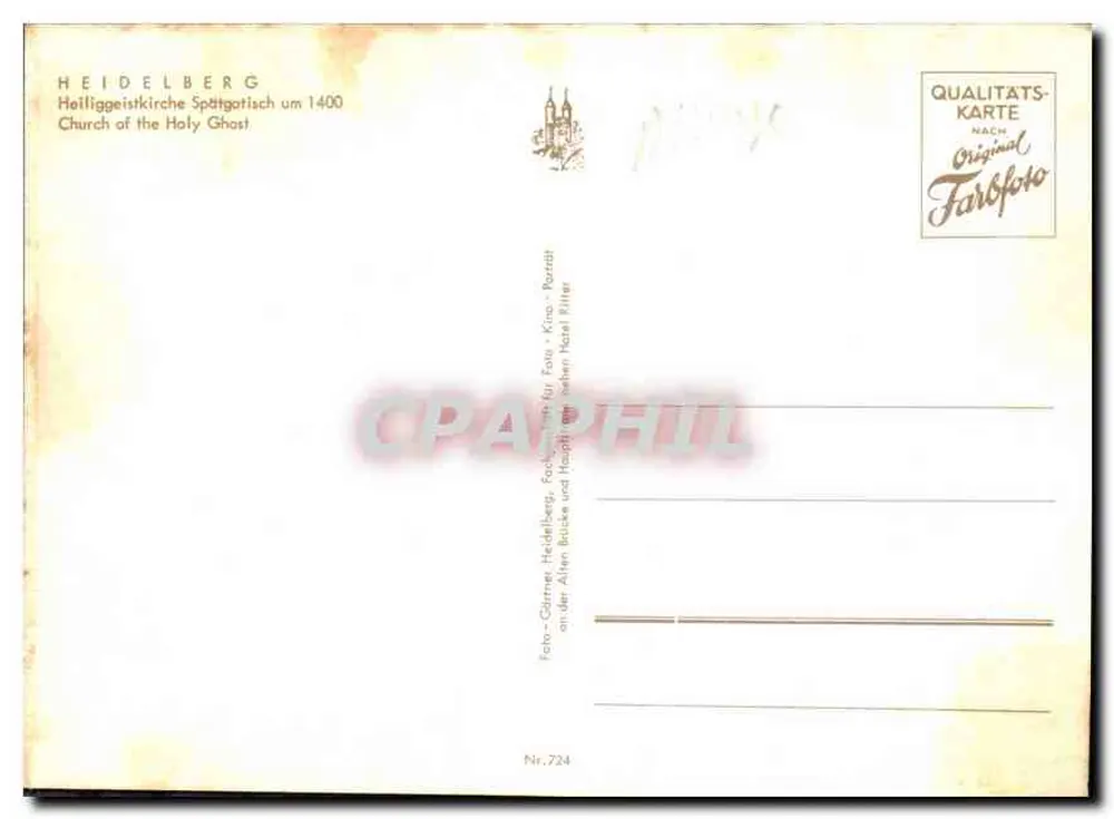 Heidelberg — Heiliggeistkirche, Verlag Knauf, Nr. 724 - Rückseite