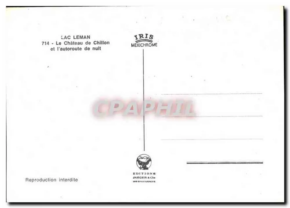 Lac Léman — Schloss Chillon und die Nachtstraße — Éditions Jaeger & Cie - Rückseite