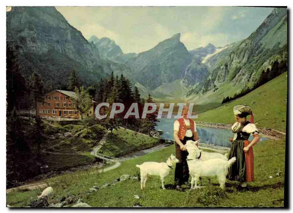 Alpstein (Szwajcaria) — Górska pensjonat Seelalpsee — wydawca A. Eggenberger, Walzenhausen - Awers