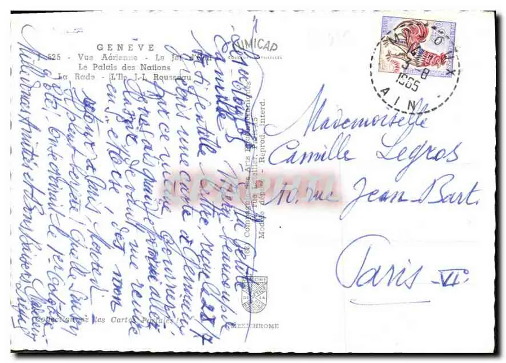 Genf — Erinnerung an Genf — Verlag J. 525 - Rückseite