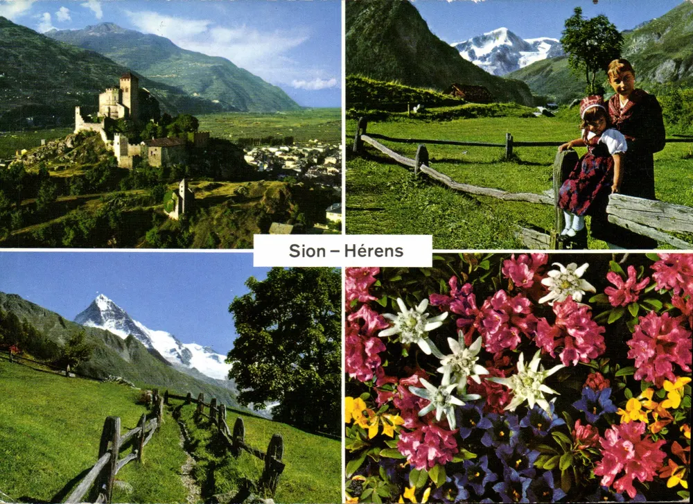 सियोन - हेरेंस — किले, पर्वत, फूल और बच्चों का दृश्य — फोटो क्लोप्फेनस्टेन, संख्या 54910 - आगे