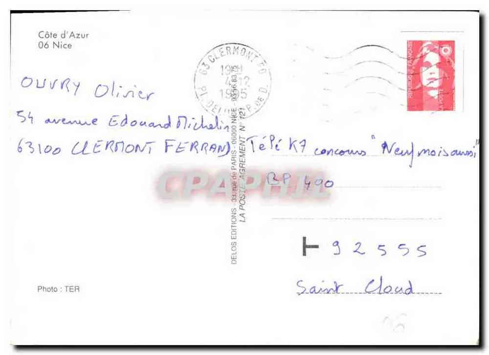 Nice — flores de mimosa — Delos Éditions, N° 191 - Verso