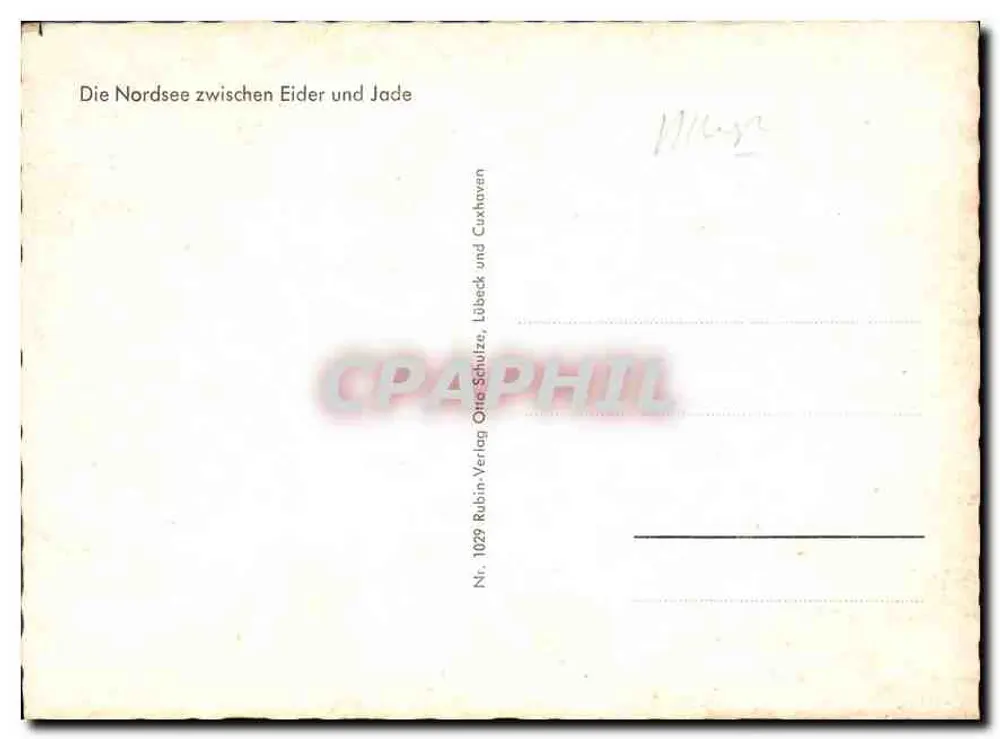 A Nordsee entre Eider e Jade — entre Cuxhaven e Lübeck — editor Rubin, n° 1029 - Verso