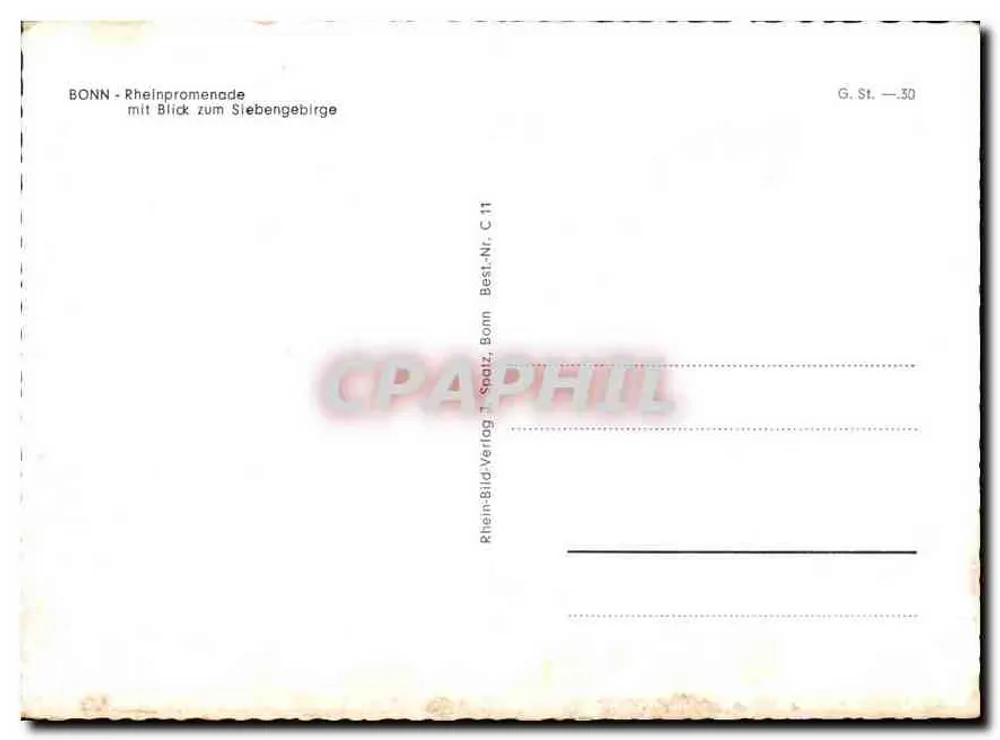 Bonn - Rheinpromenade — Blick auf die Siebengebirge — Verlag Rhein-Bild-Verlag, n° C 11 - Rückseite