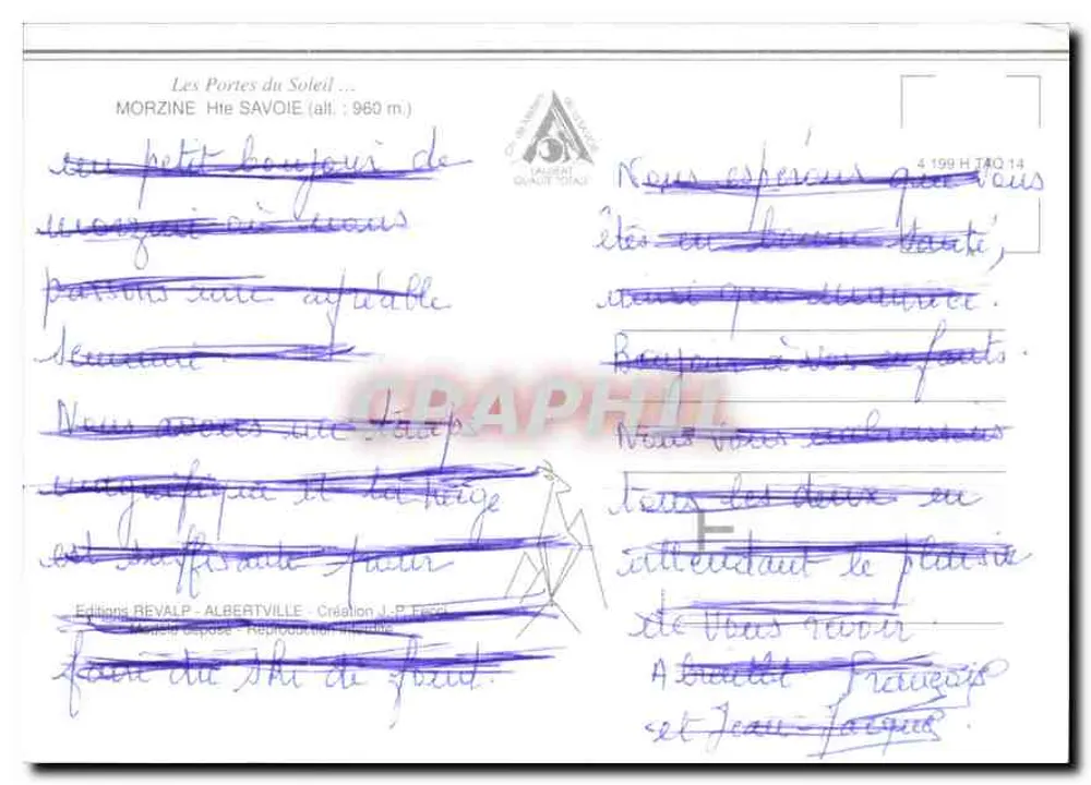 Morzine - Avoriaz — Verleger REVALP-ALBERTVILLE, Seriennummer 4199 H TAO 14 - Rückseite
