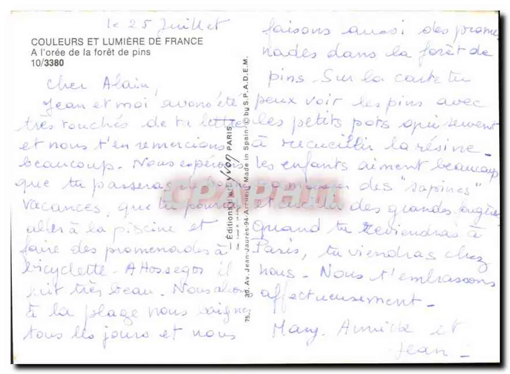 Kiefernwald — Am Rand des Kiefernwaldes — Éditions Jean d'Auray, n° 10/3380 - Rückseite