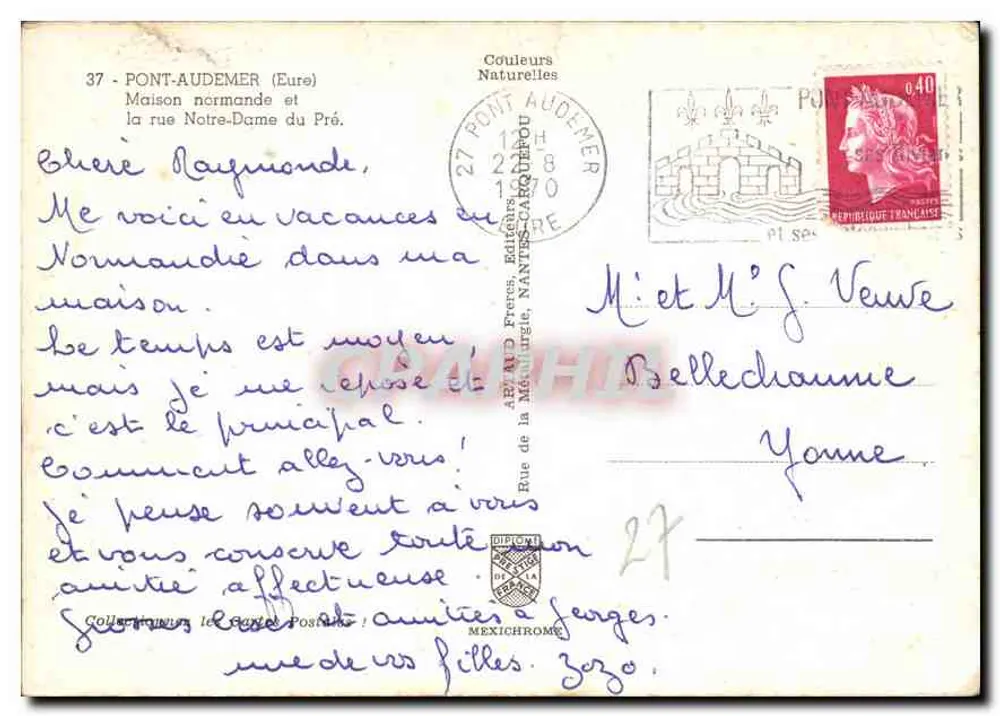 Normannische Haus und Straße Notre-Dame du Pré — Pont-Audemer (Eure) — Natürliche Farben - Rückseite