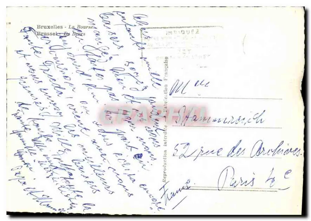 Bruxelas - A Bolsa — Indiquez — Fabricação Francesa - Verso